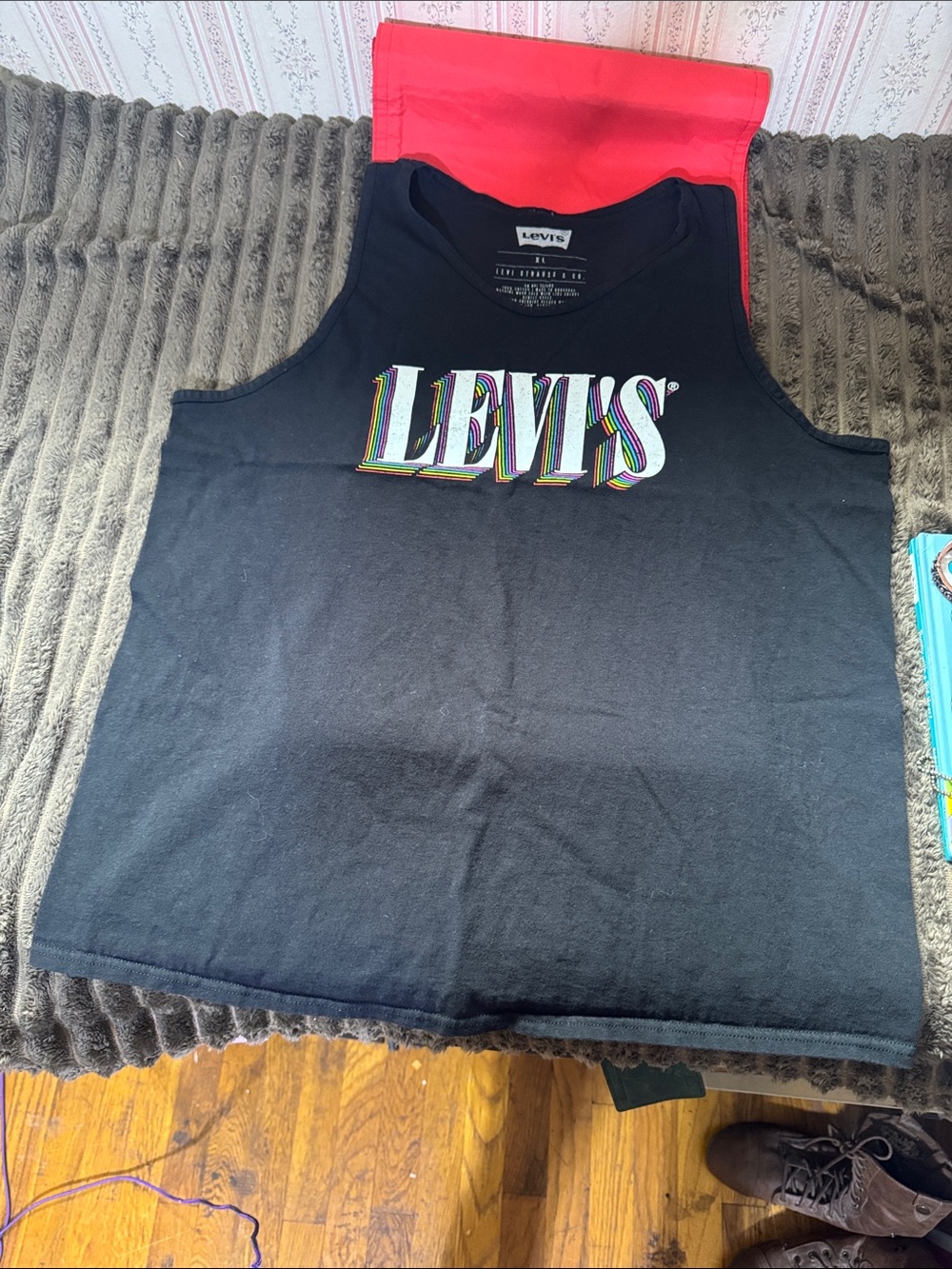 Levi's Black Tank with Rainbow Multicolor Logo